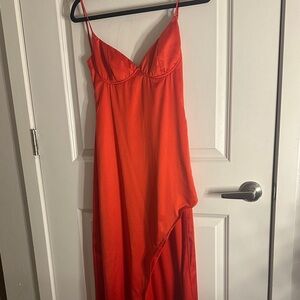 Red Silk Maxi Dress